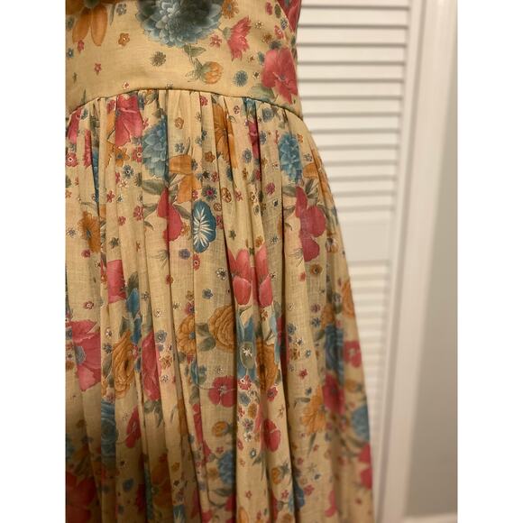 1970s Vintage Denise Are There Floral Halter Maxi Dress Ruffled Small Medium Jr - Picture 10 of 11